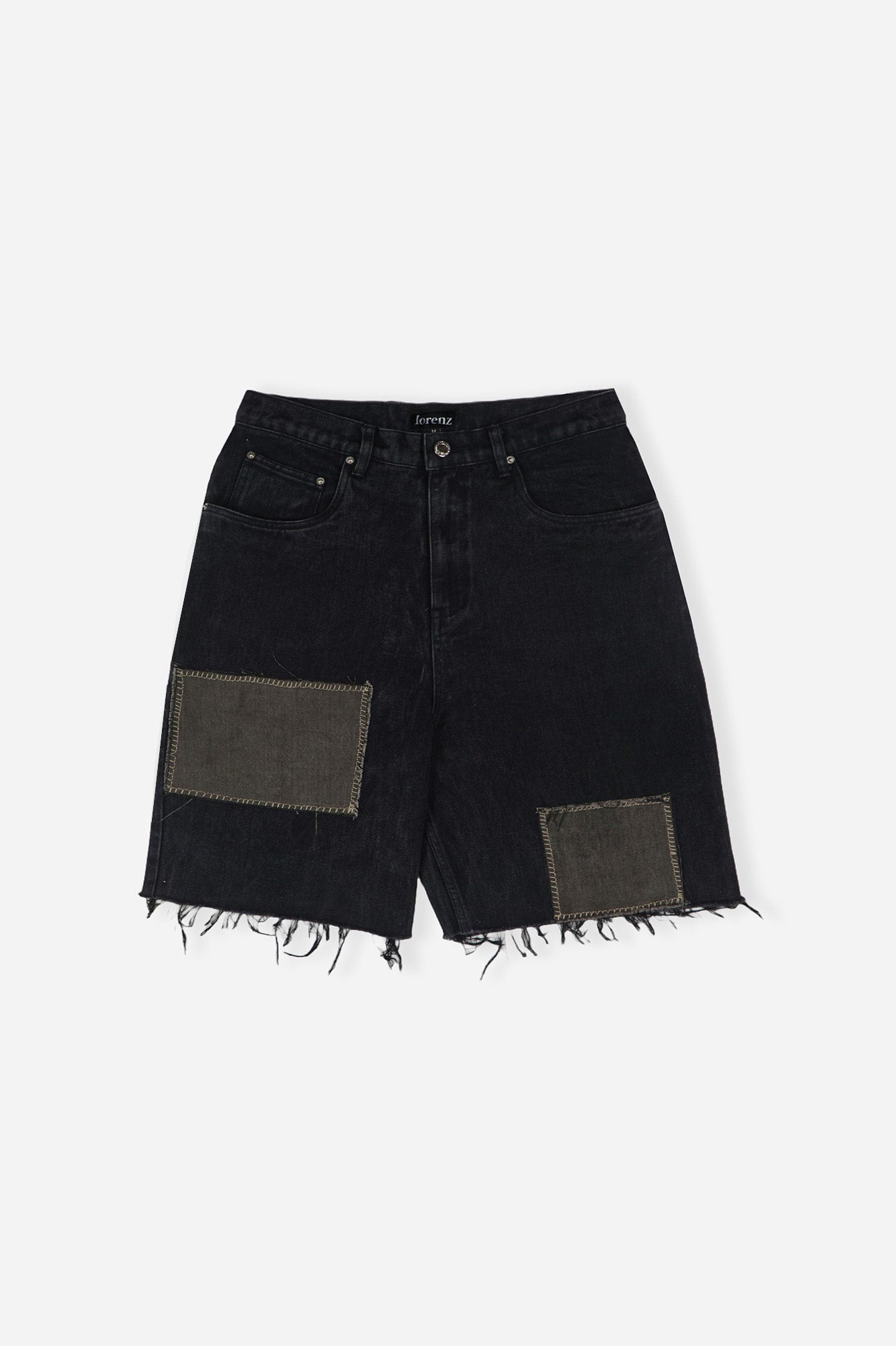 Black Patchwork Denim Shorts - Repurposed