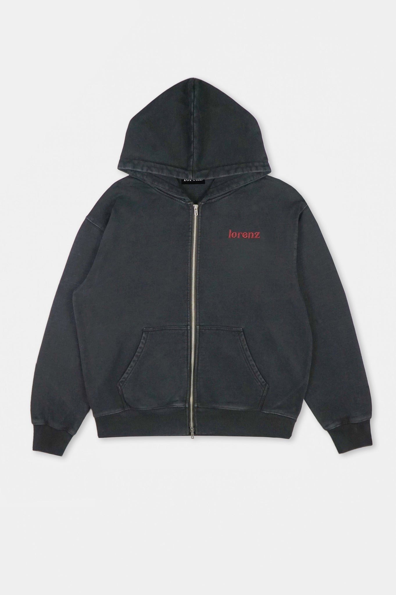 Classic Hoodie Double Zip - Washed Black