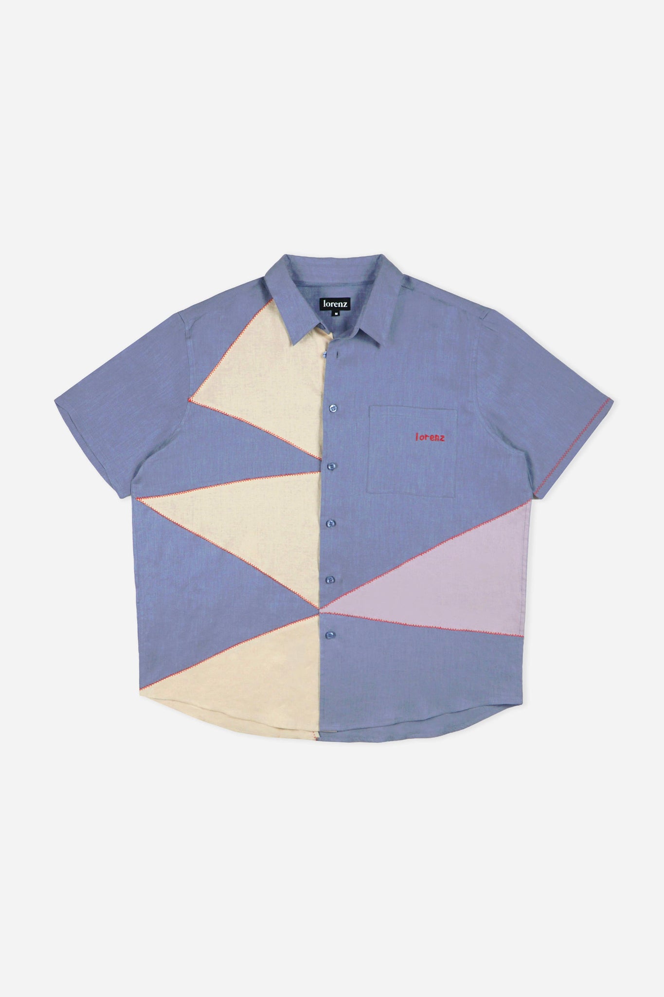Palermo Patchwork Linen Shirt in Blue