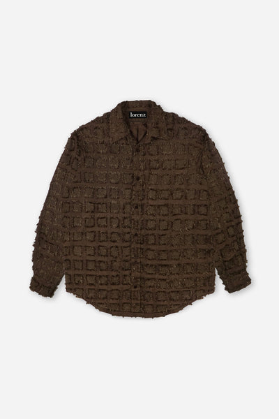 Checked Fringe Shirt in Brown – lorenz Menswear