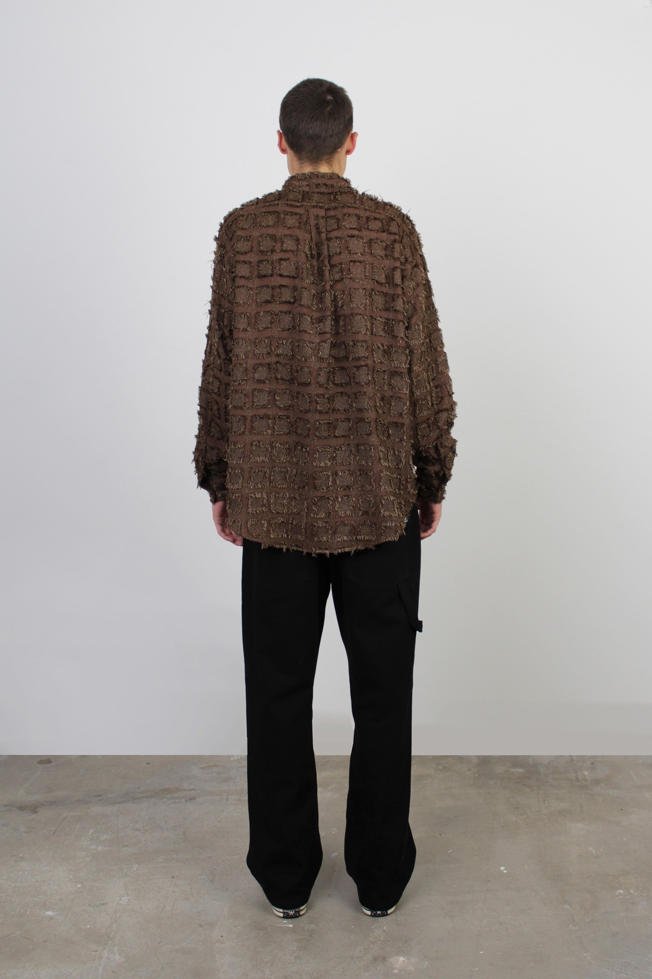 Checked Fringe Shirt in Brown – lorenz Menswear
