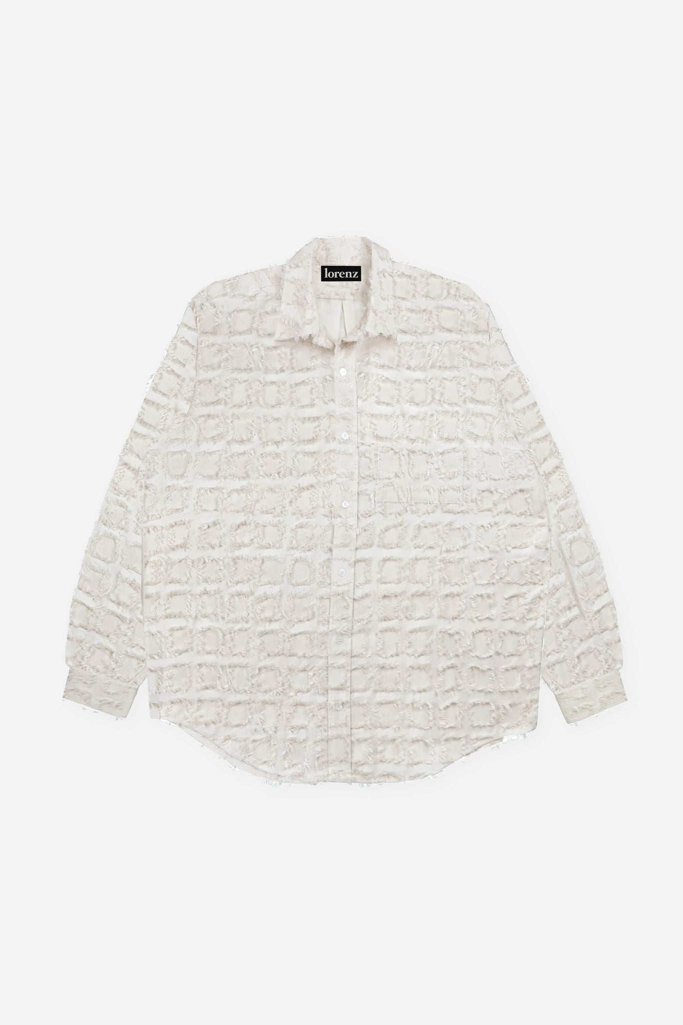 Checked Fringe Shirt in Off White