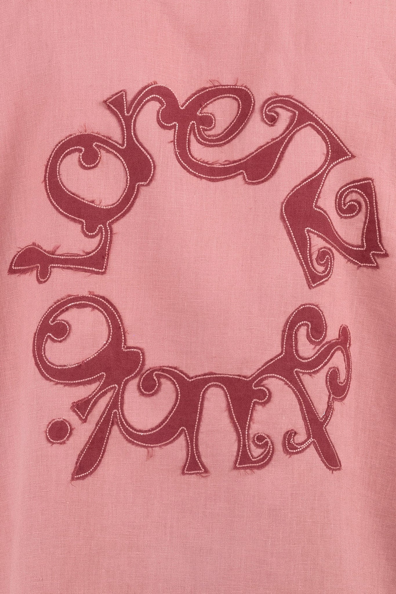 Appliqué Linen Shirt in Salmon Pink