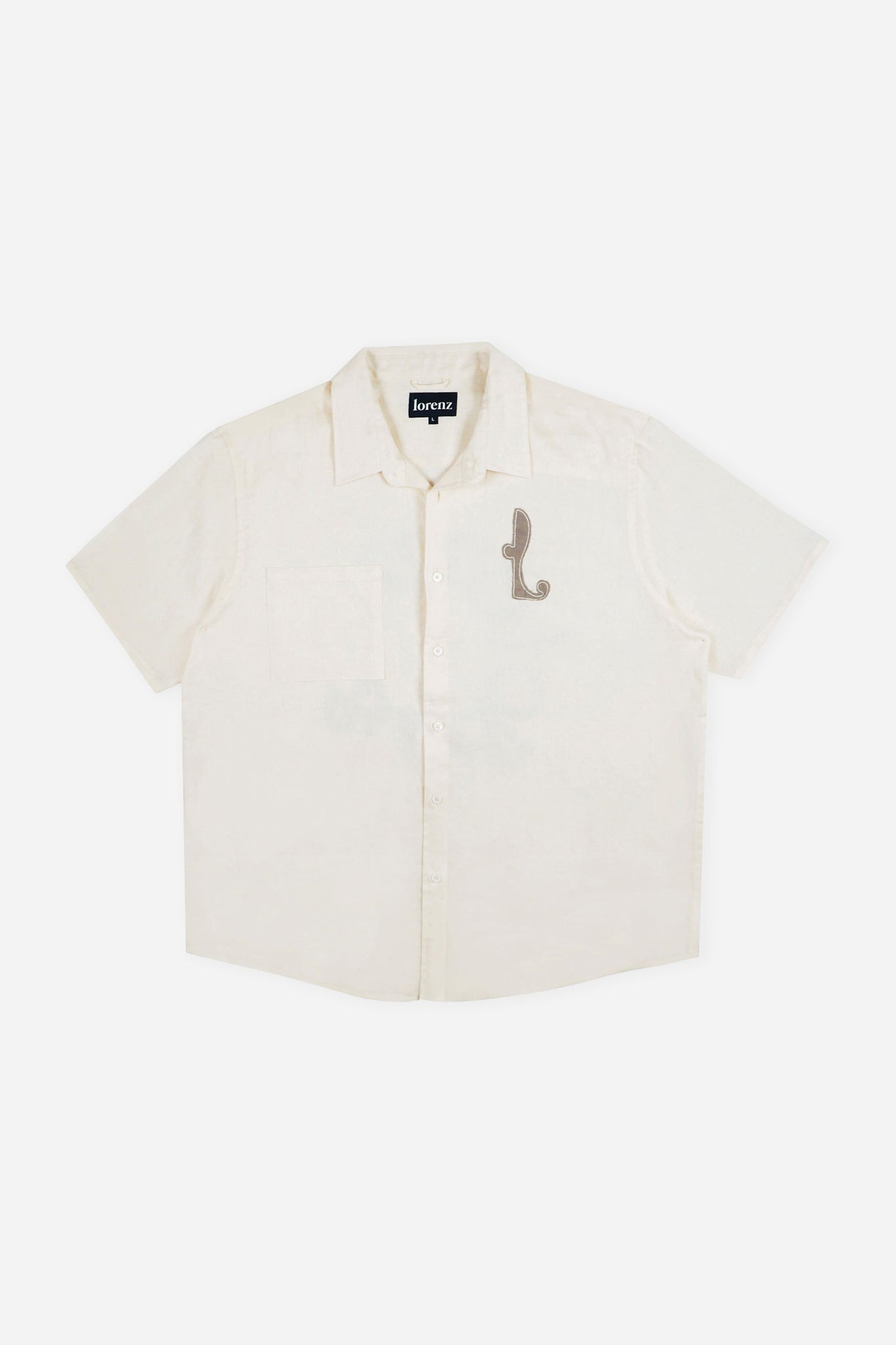 Appliqué Linen Shirt in Off White