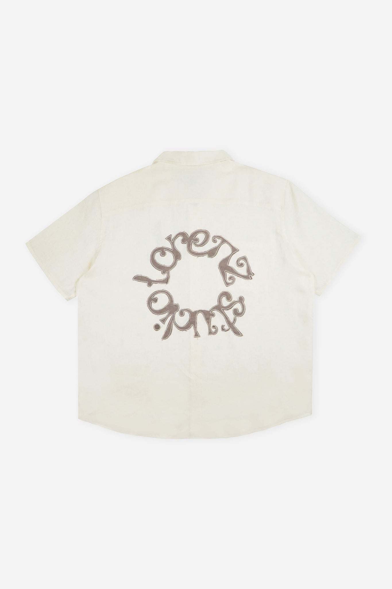 Appliqué Linen Shirt in Off White