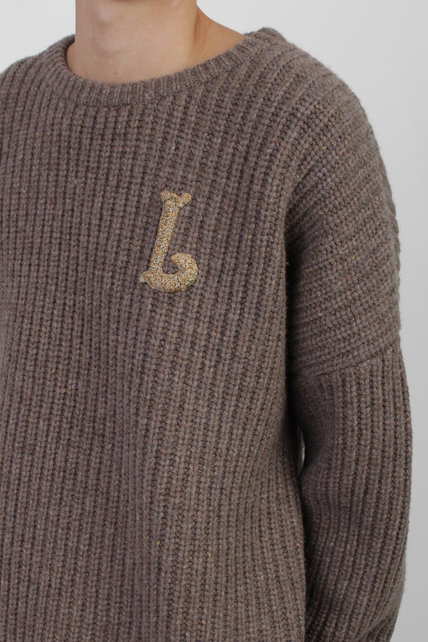 El Appliqué Fisherman Knit in Brown