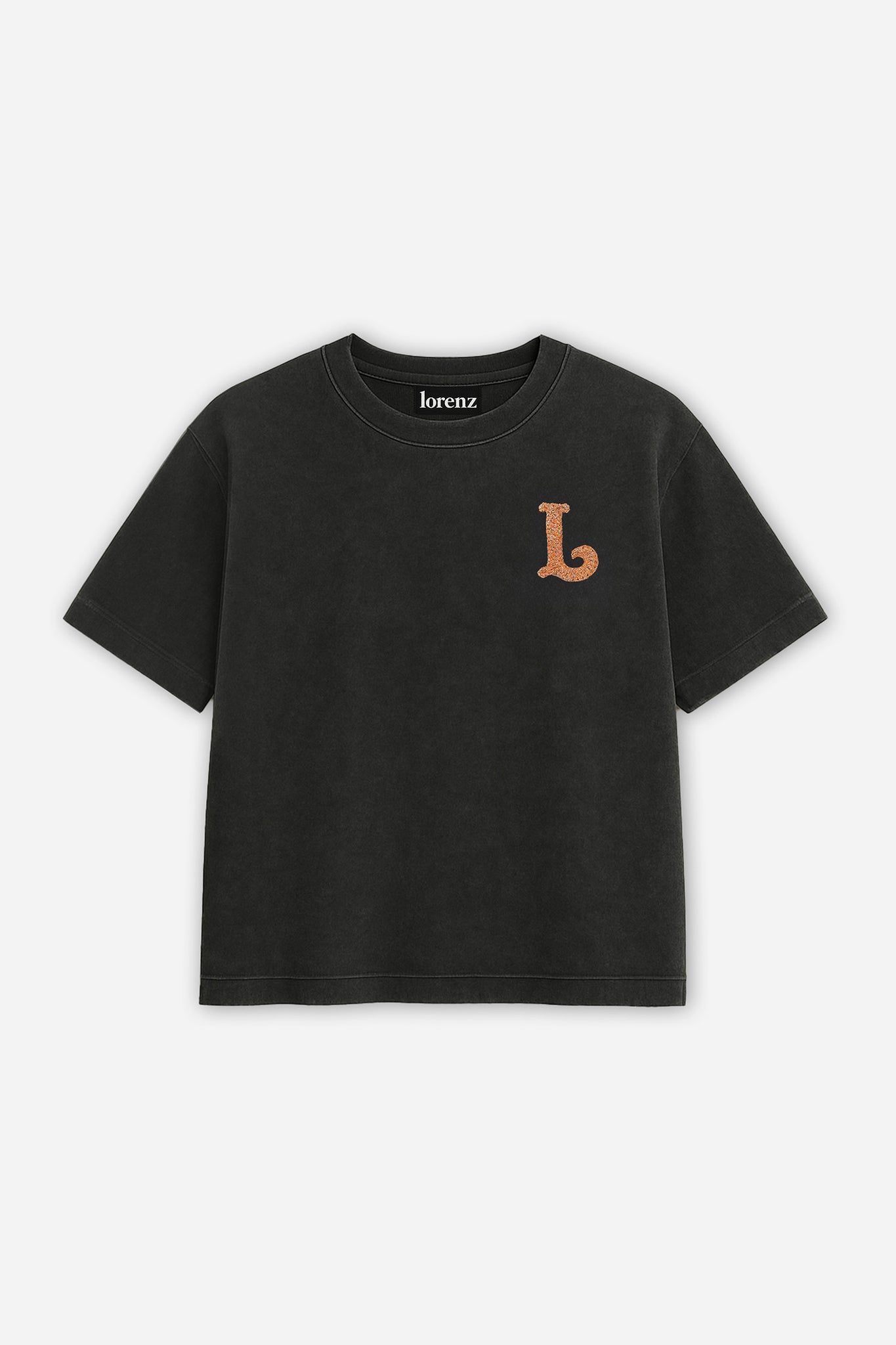 El Appliqué Fisherman Tee in Washed Black