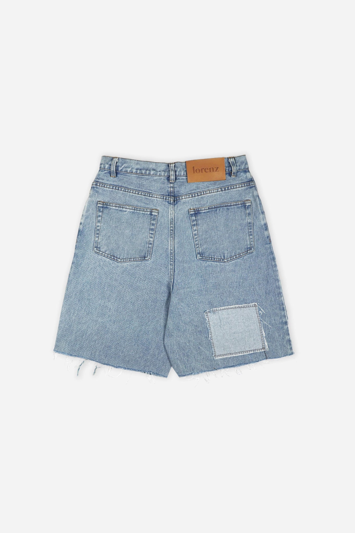 Blue Patchwork Denim Shorts - Repurposed