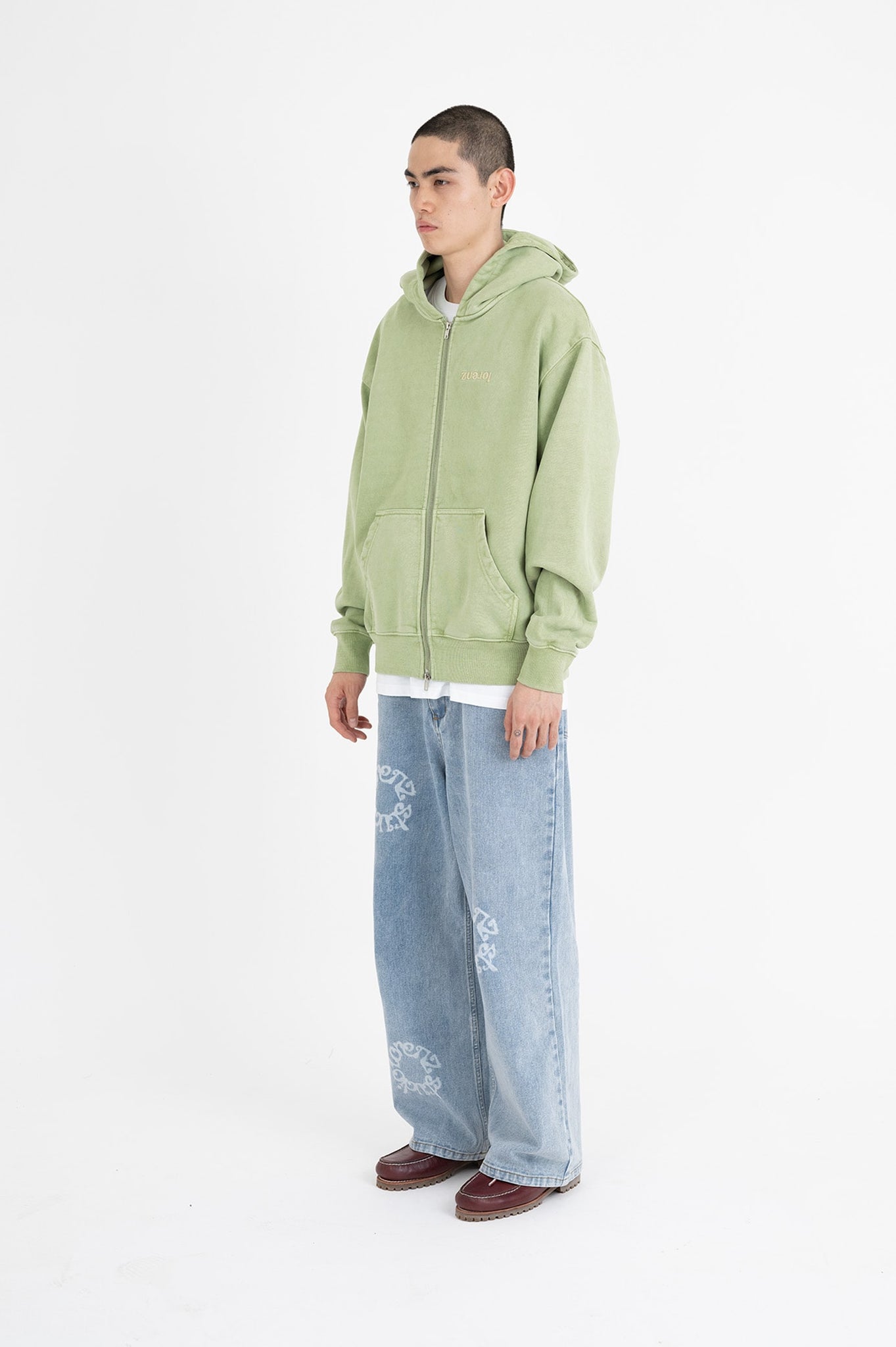 Classic Hoodie Double Zip - Washed Green