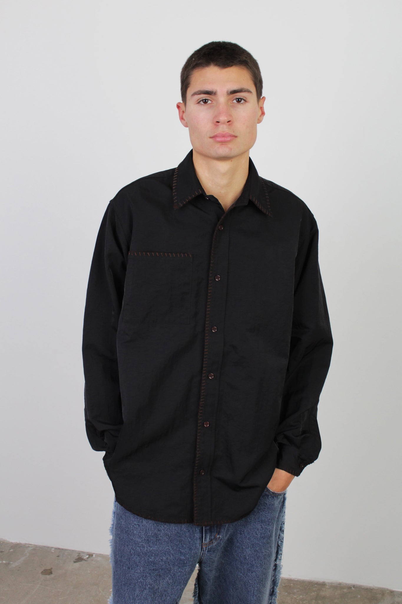 Indra Nylon Shirt in Black
