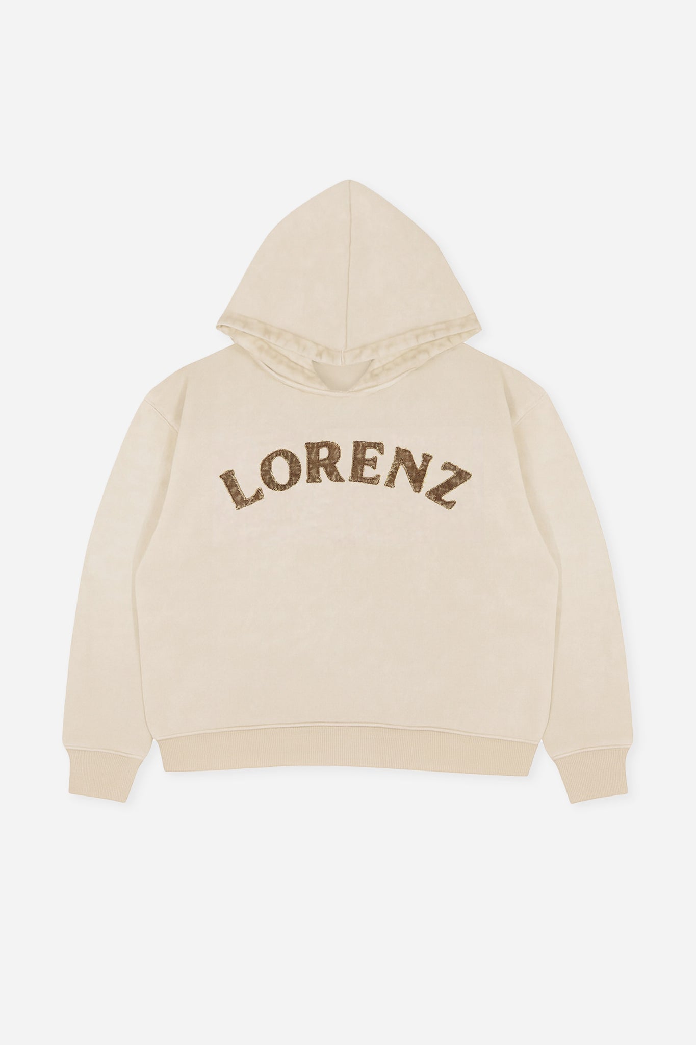 LORENZ Appliqué Hoodie in Washed Cream
