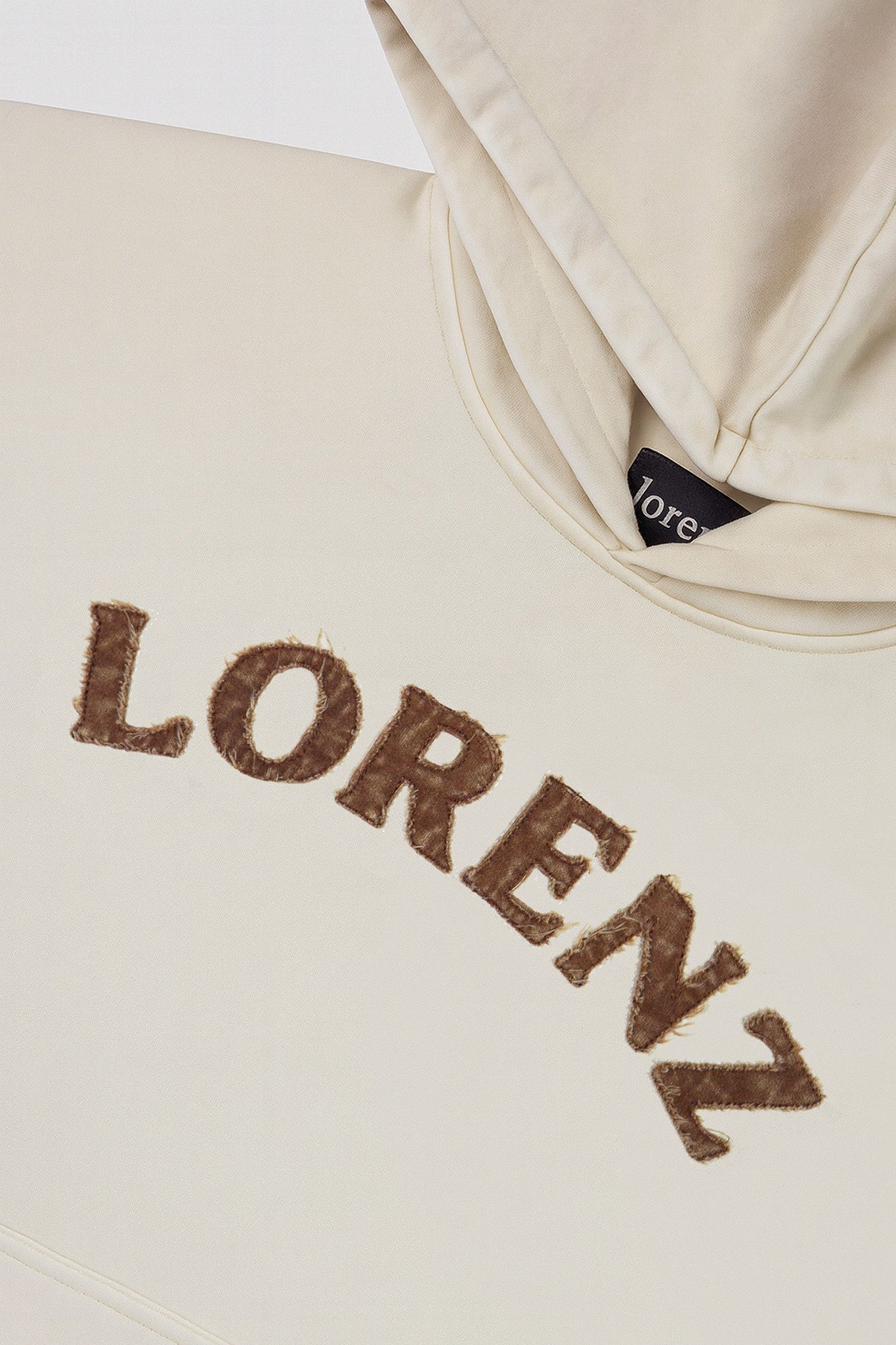 LORENZ Appliqué Hoodie in Washed Cream