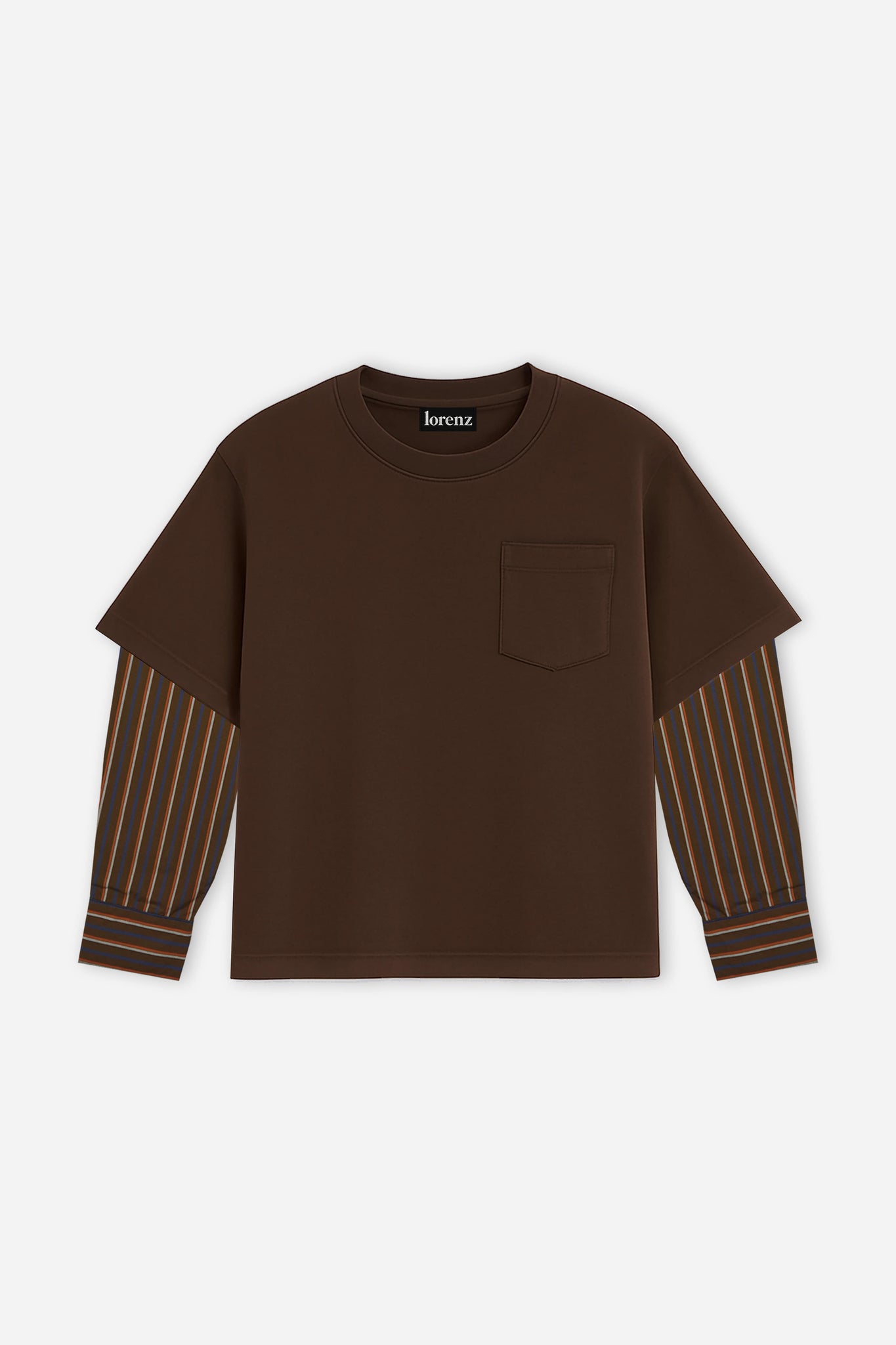 OX Layered Sleeve T-Shirt in Brown