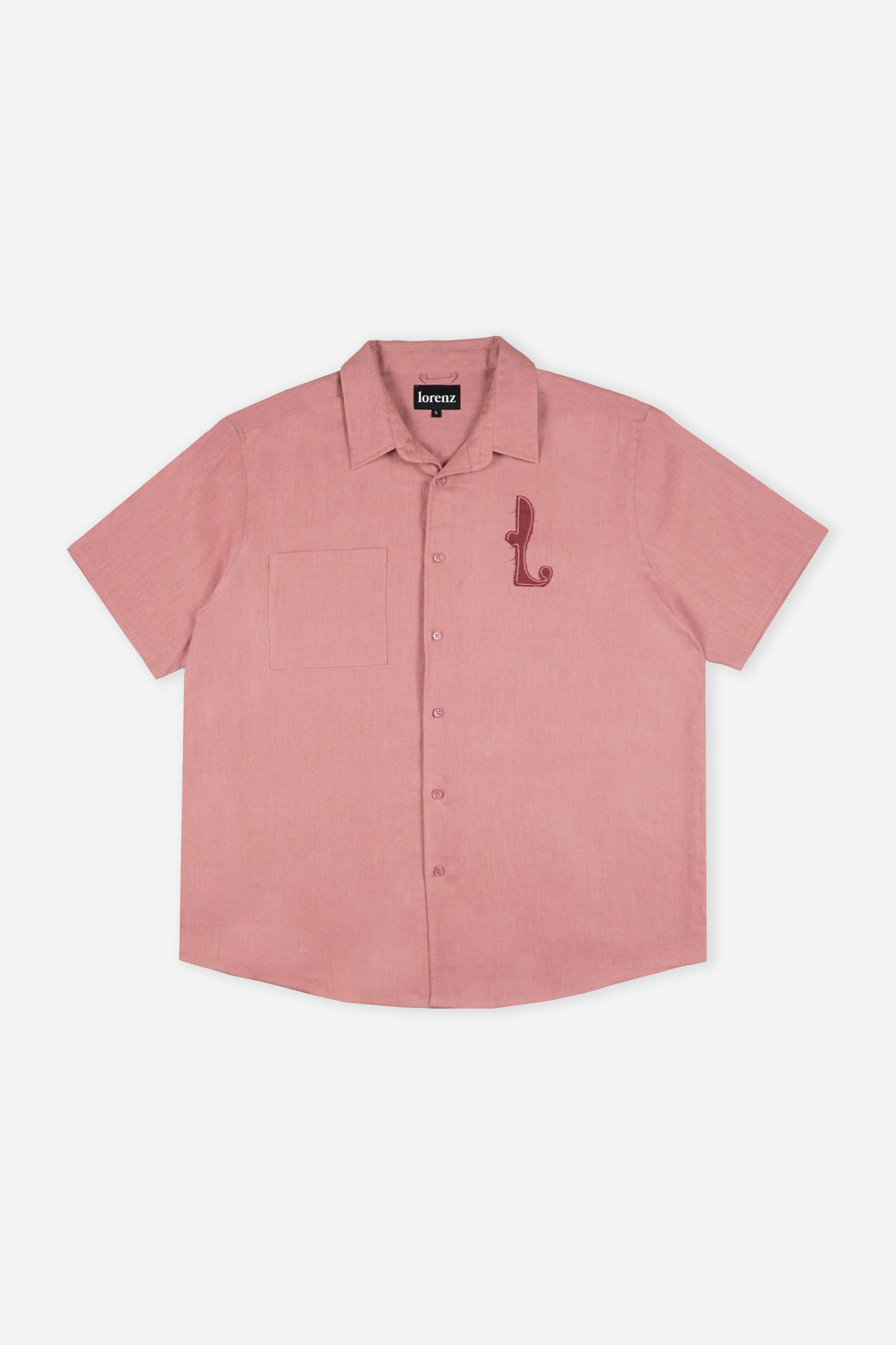 Appliqué Linen Shirt in Salmon Pink
