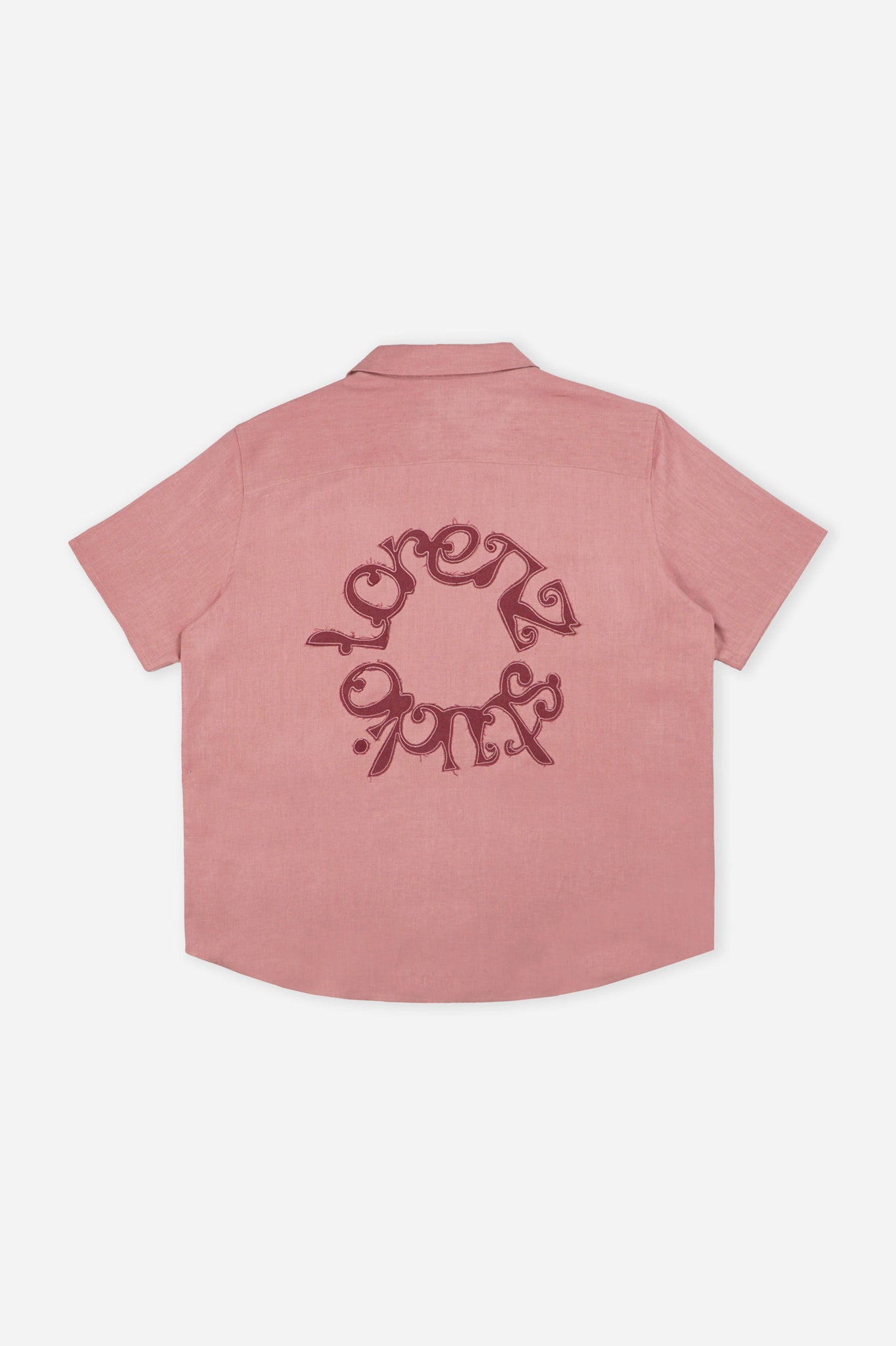 Appliqué Linen Shirt in Salmon Pink