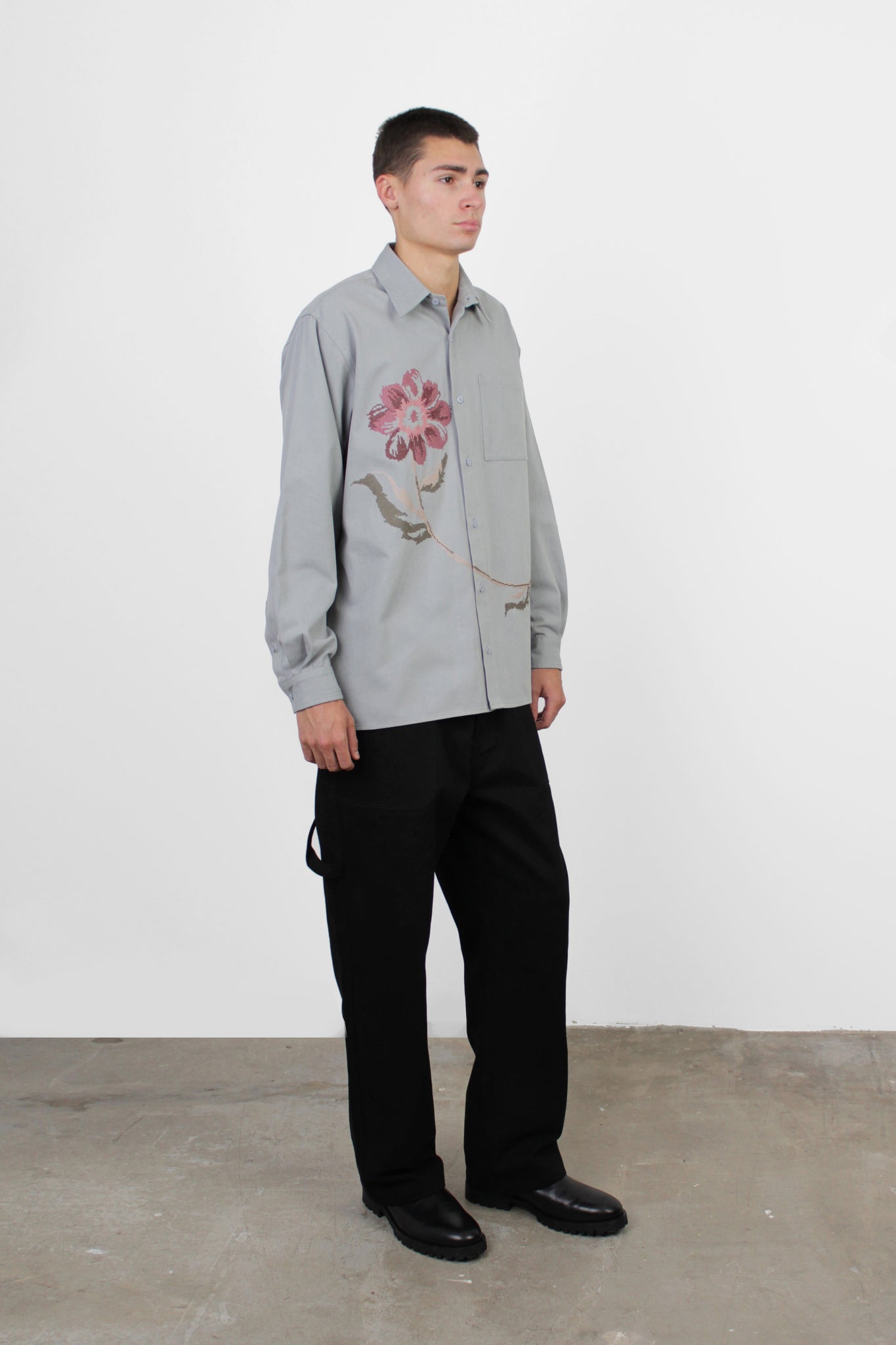 Peony Oxford Stripe Shirt in Grey