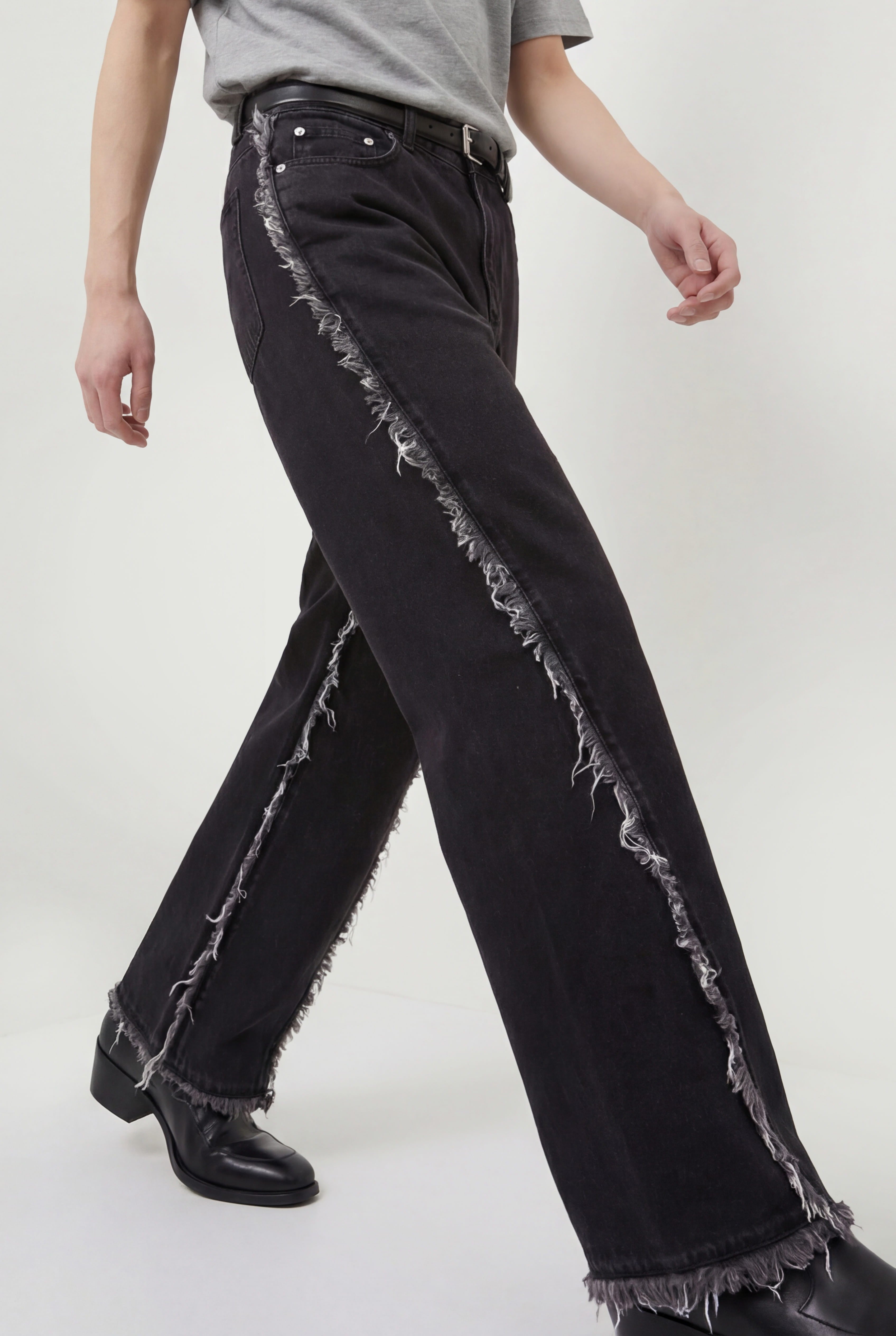 Nico Fringe Denim Pant in Washed Black – lorenz Menswear