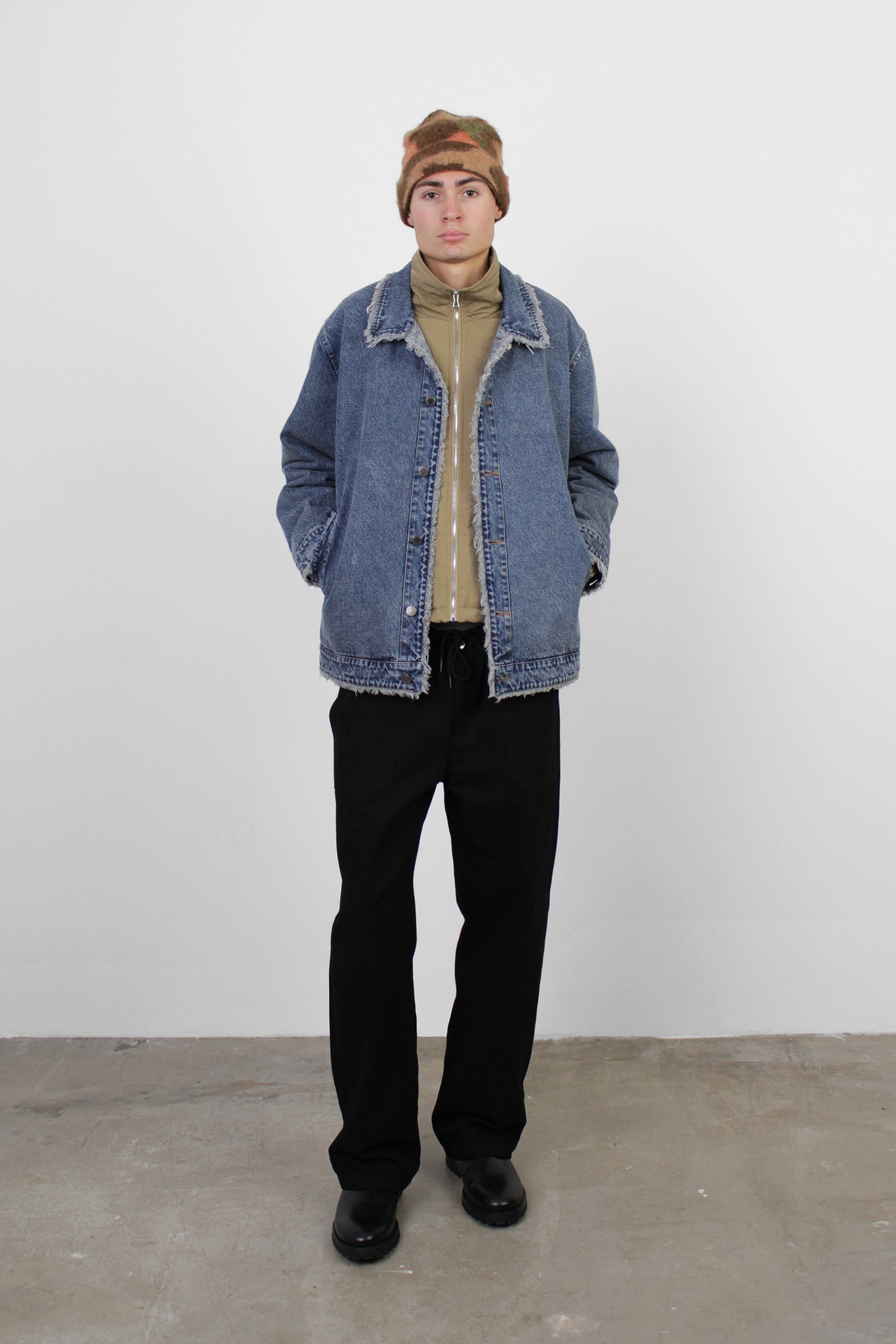 Rico Fringe Denim Jacket With Nylon Underlay