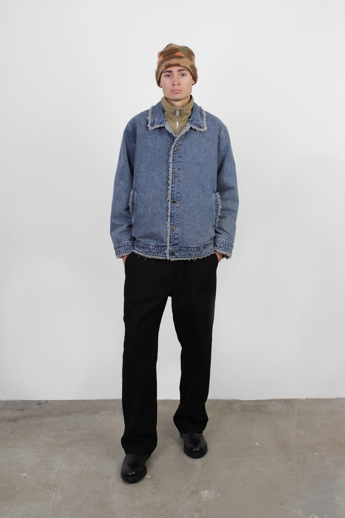 Rico Fringe Denim Jacket With Nylon Underlay