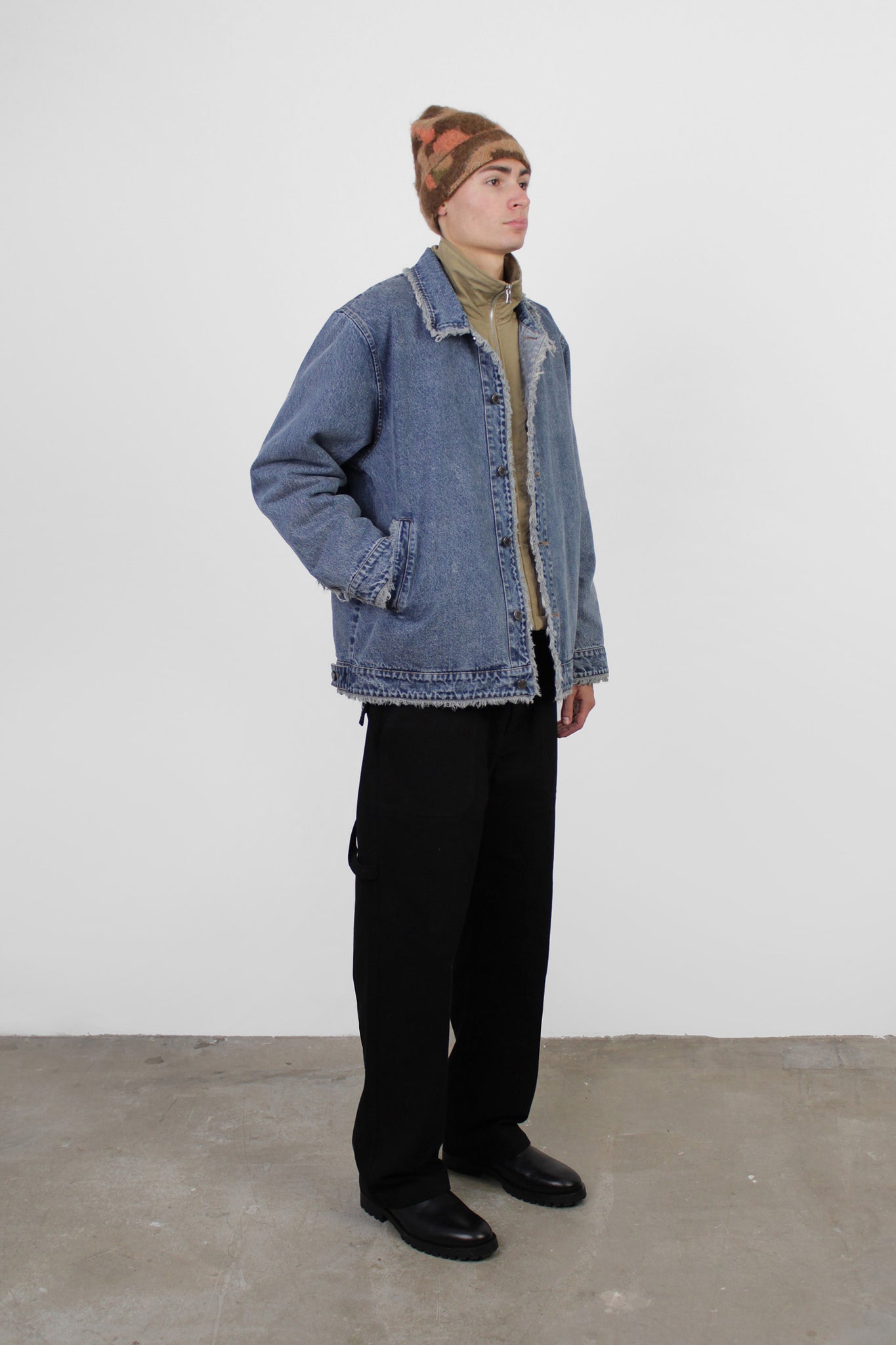 Rico Fringe Denim Jacket With Nylon Underlay