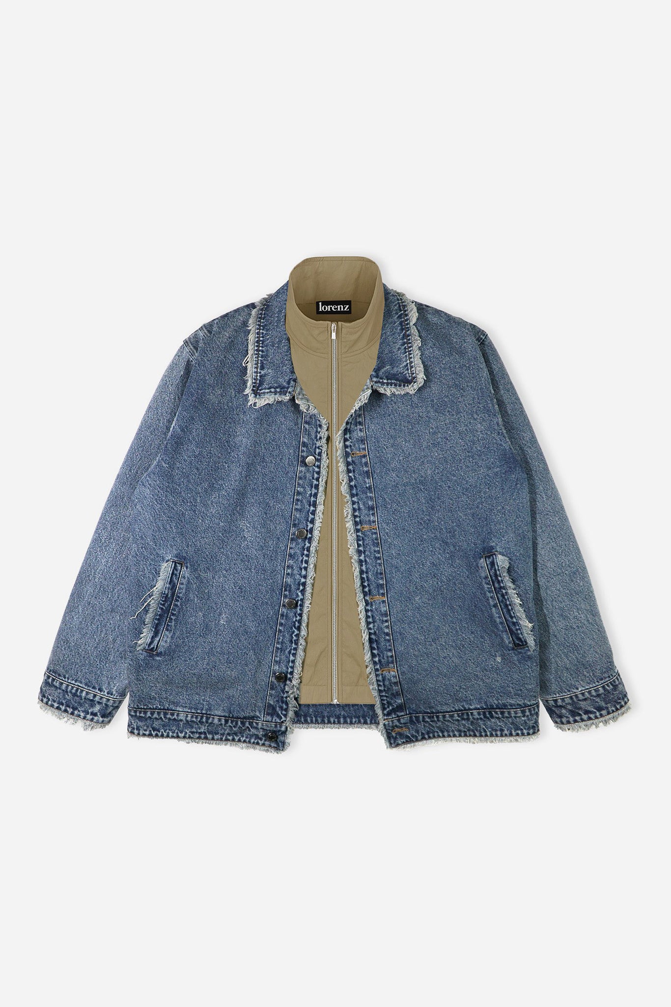 Rico Fringe Denim Jacket With Nylon Underlay
