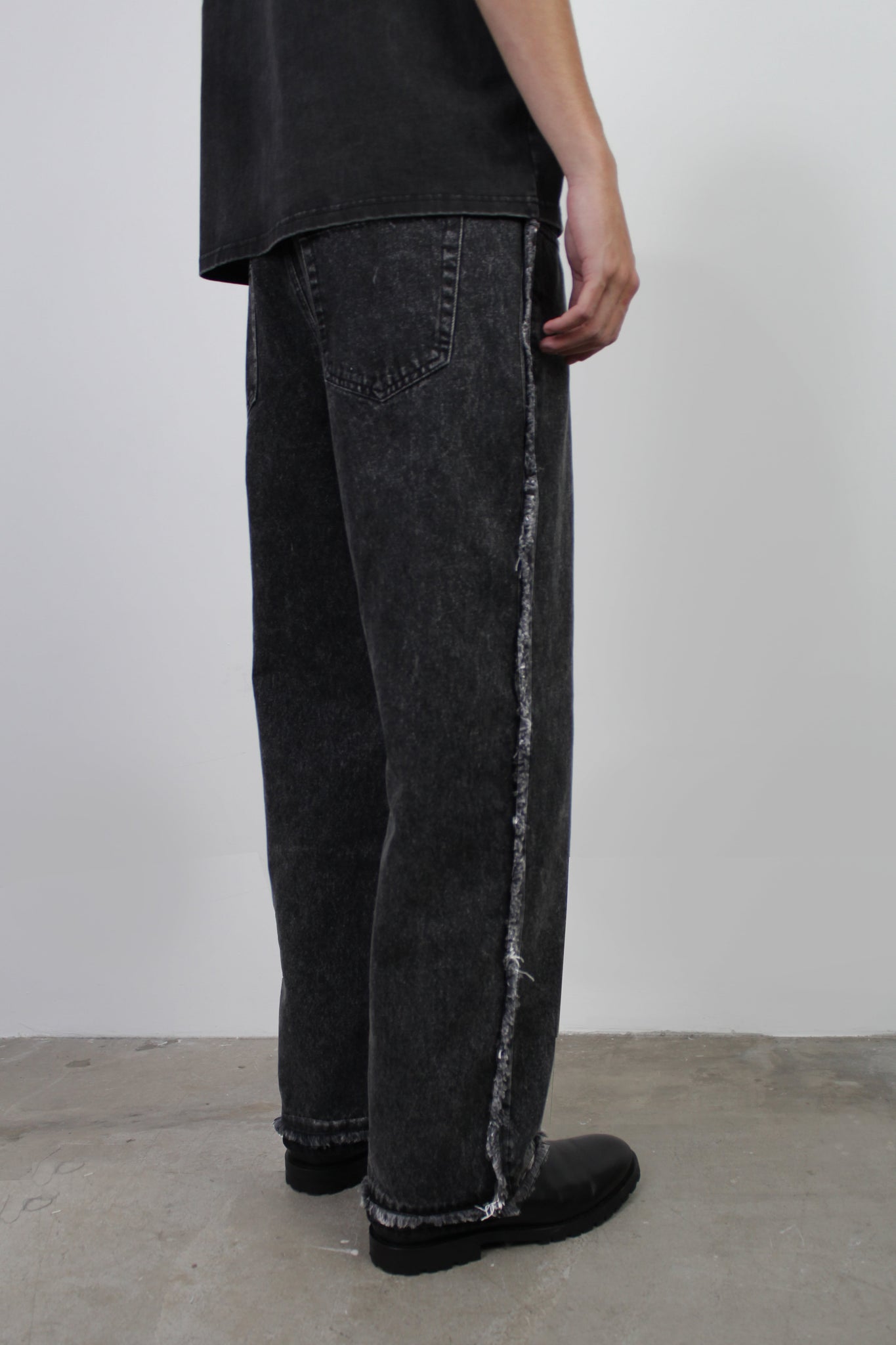 Rico Fringe Denim Pant in Black
