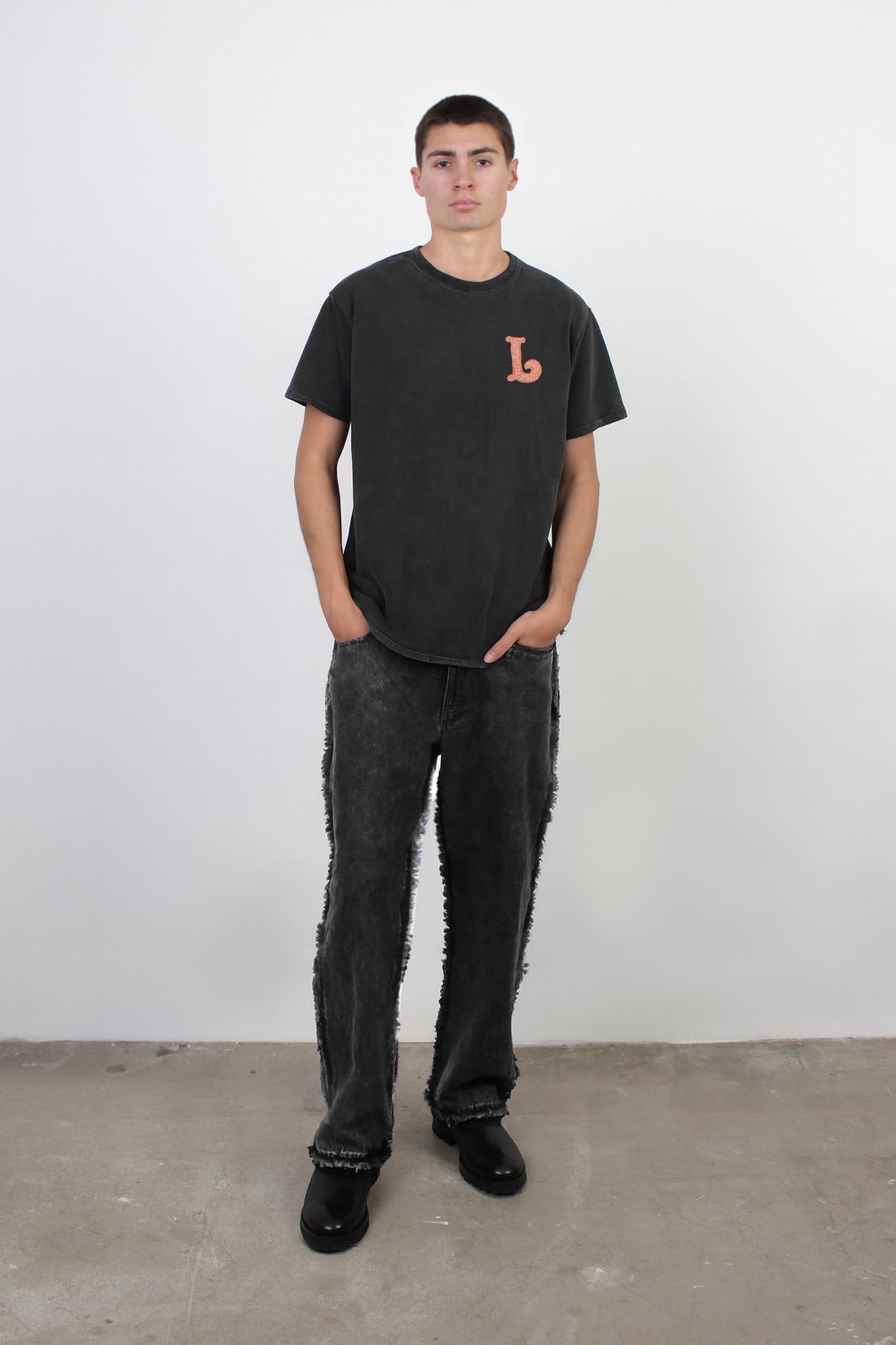 Rico Fringe Denim Pant in Black