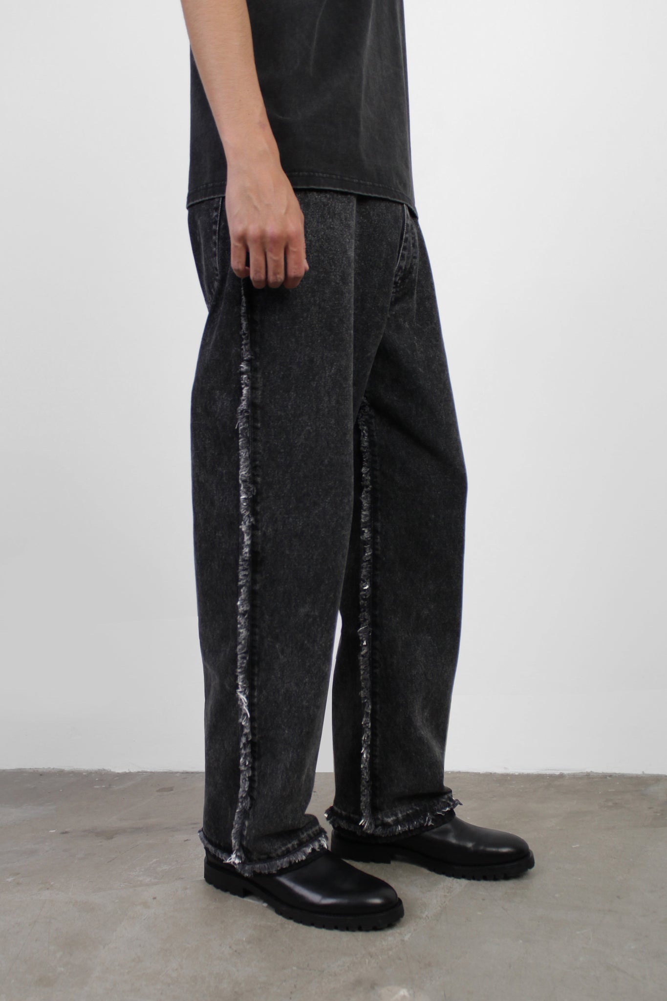 Rico Fringe Denim Pant in Black
