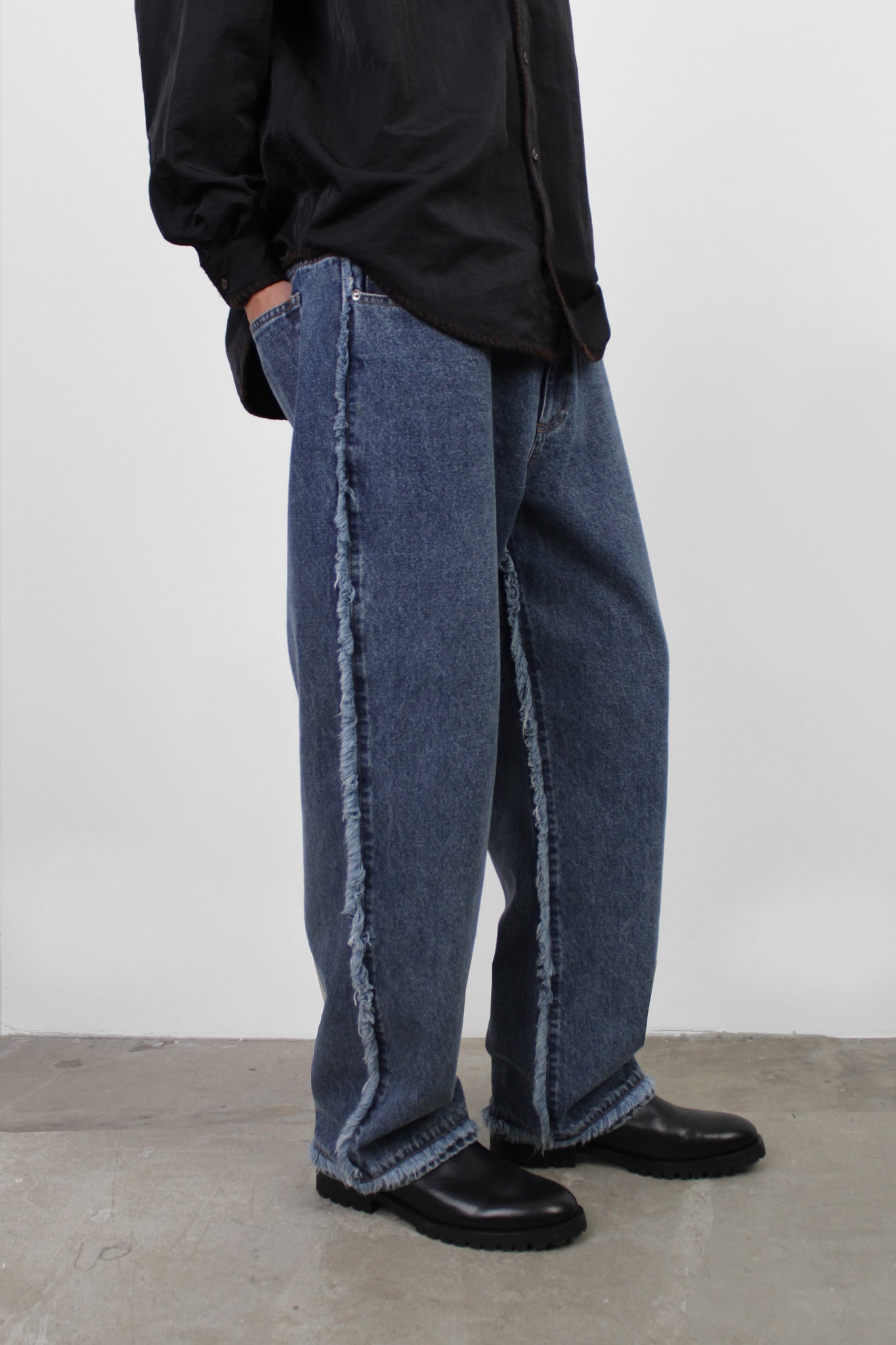 Rico Fringe Denim Pant in Blue