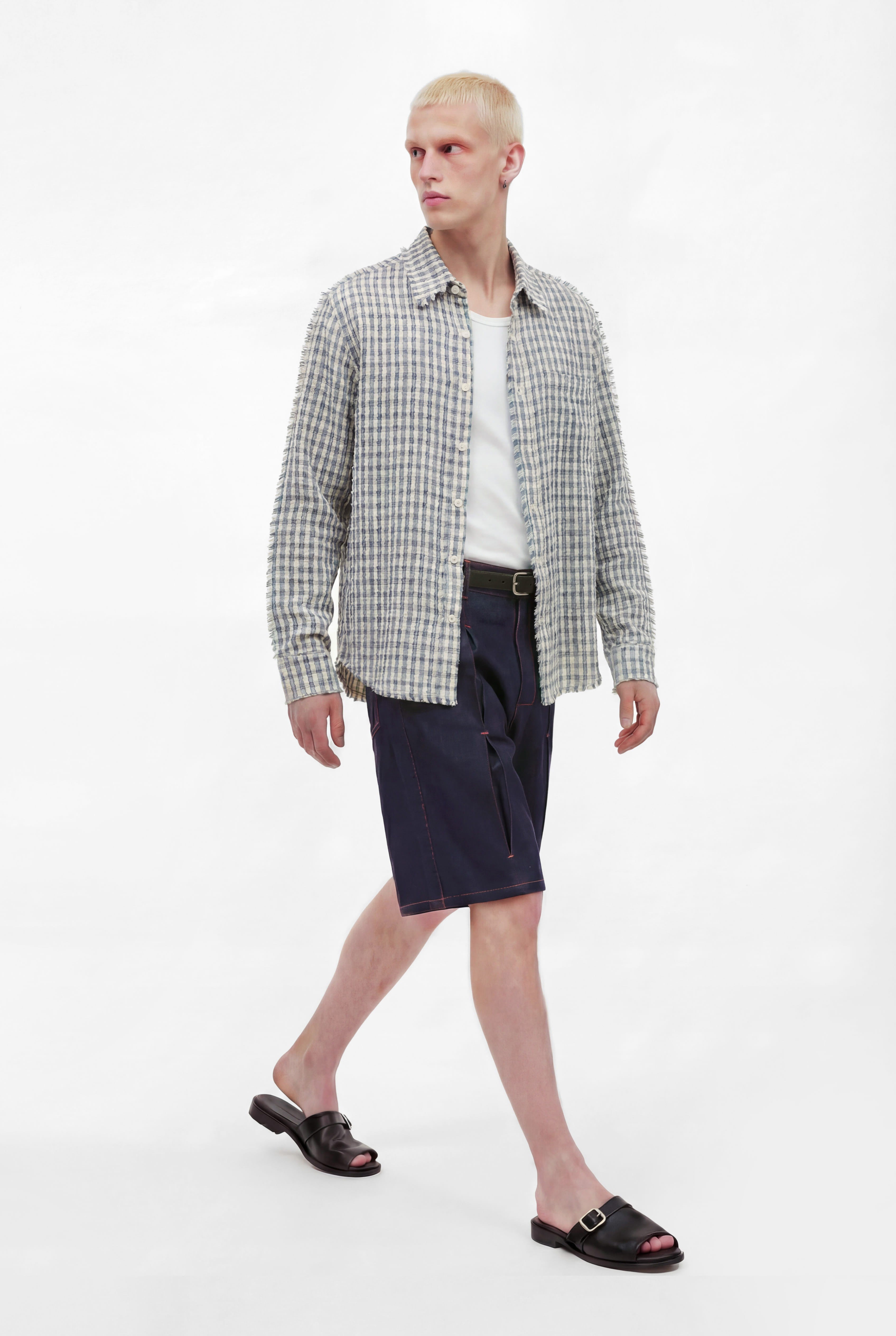 Ripple Fringe Shirt In Blue – lorenz Menswear