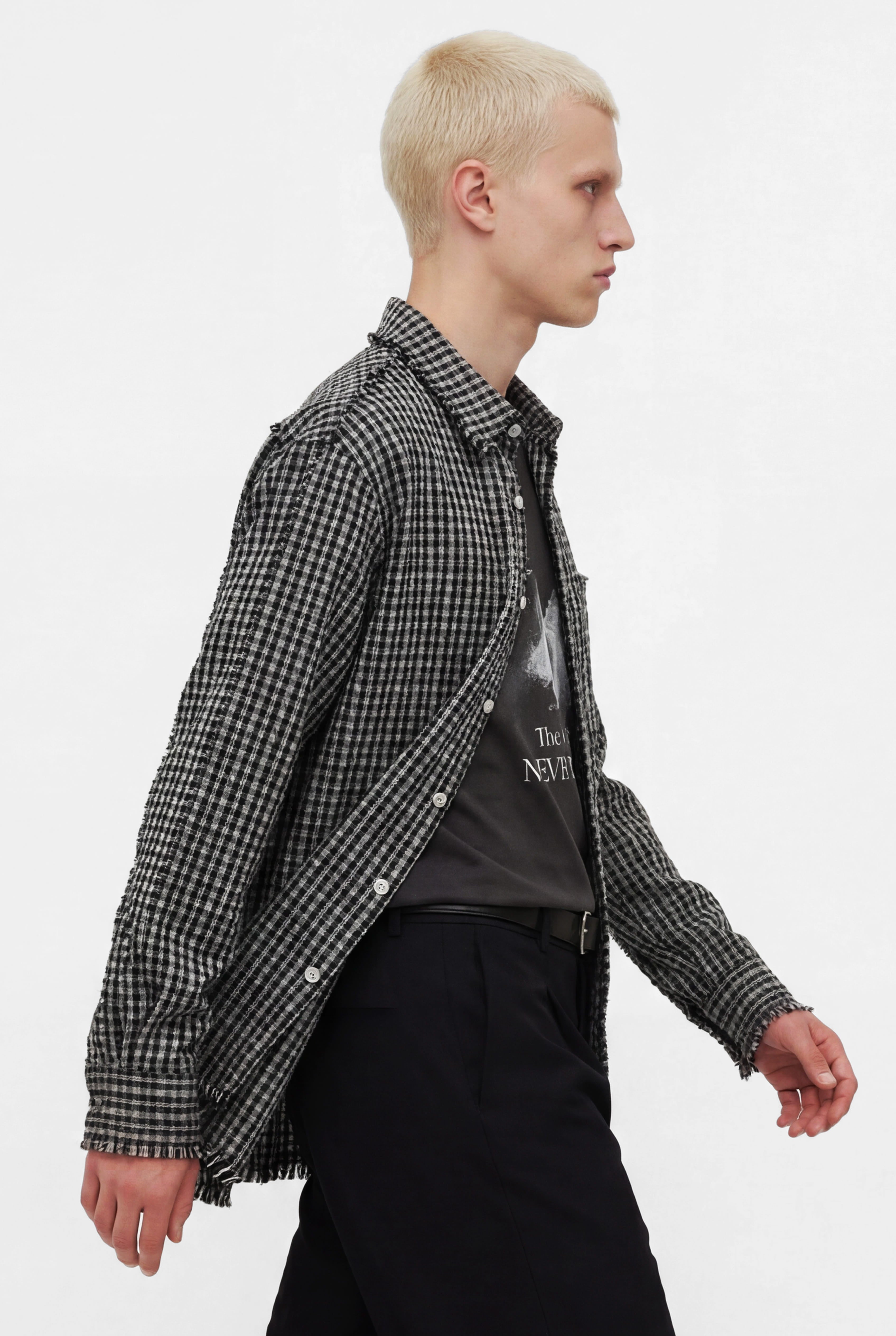 マルモア 【marmors】tweed fringe shirt BLACK Marmors Jacket Fringe Shirt 225301131 Fringe Tweed