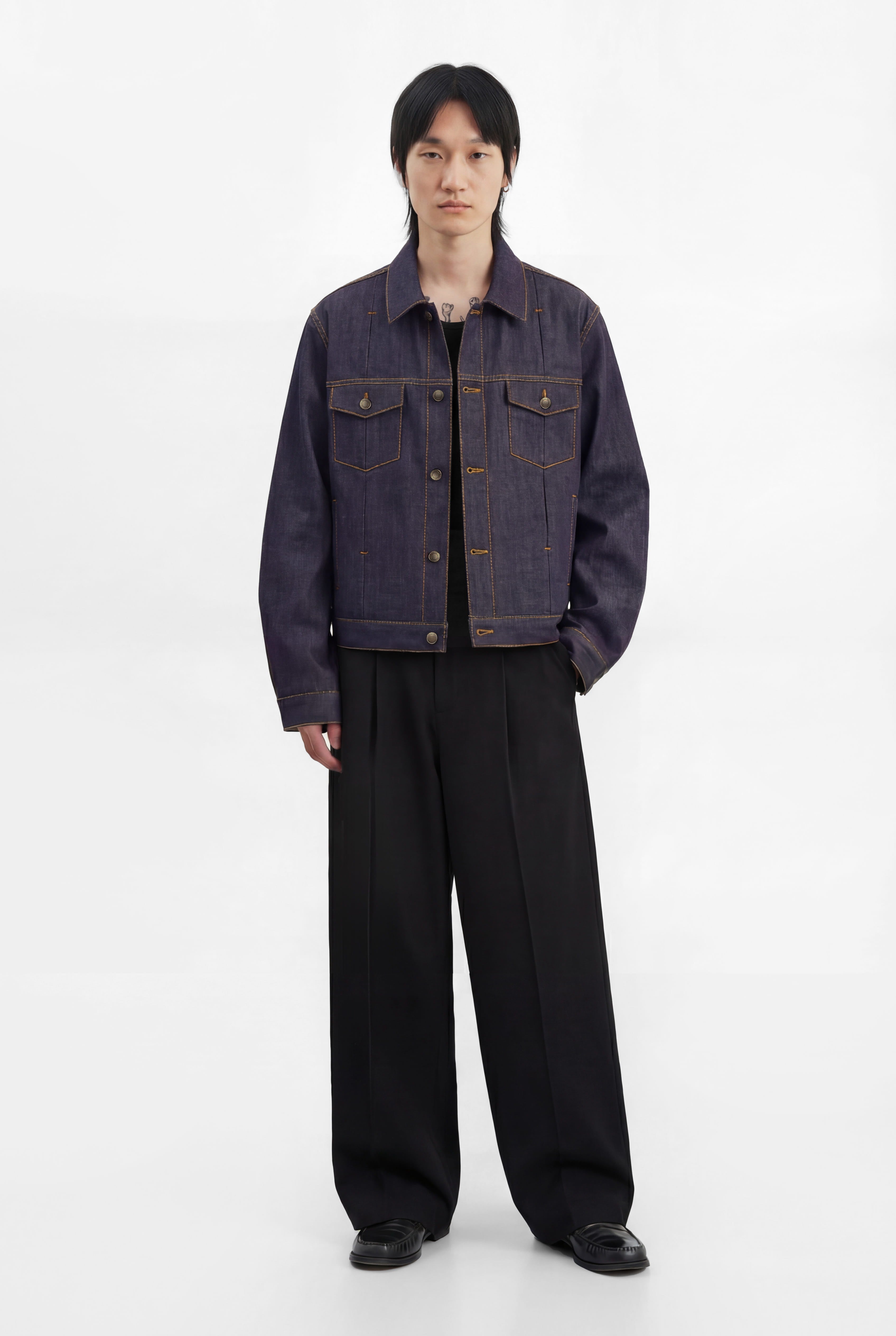 Sutures Denim Jacket in Raw Indigo – lorenz Menswear Munakata Muku 