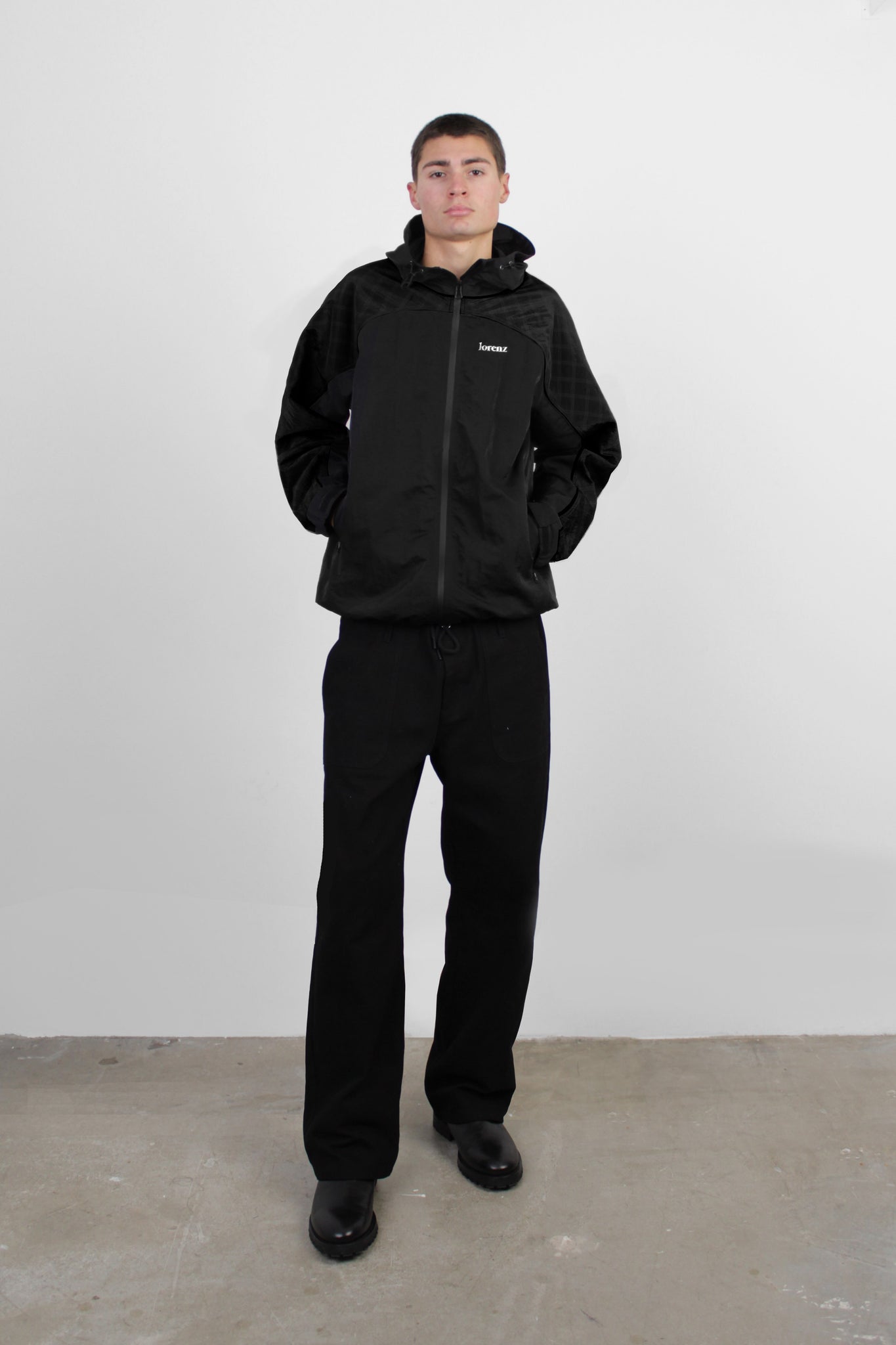 Windshell Nylon Jacket in Black