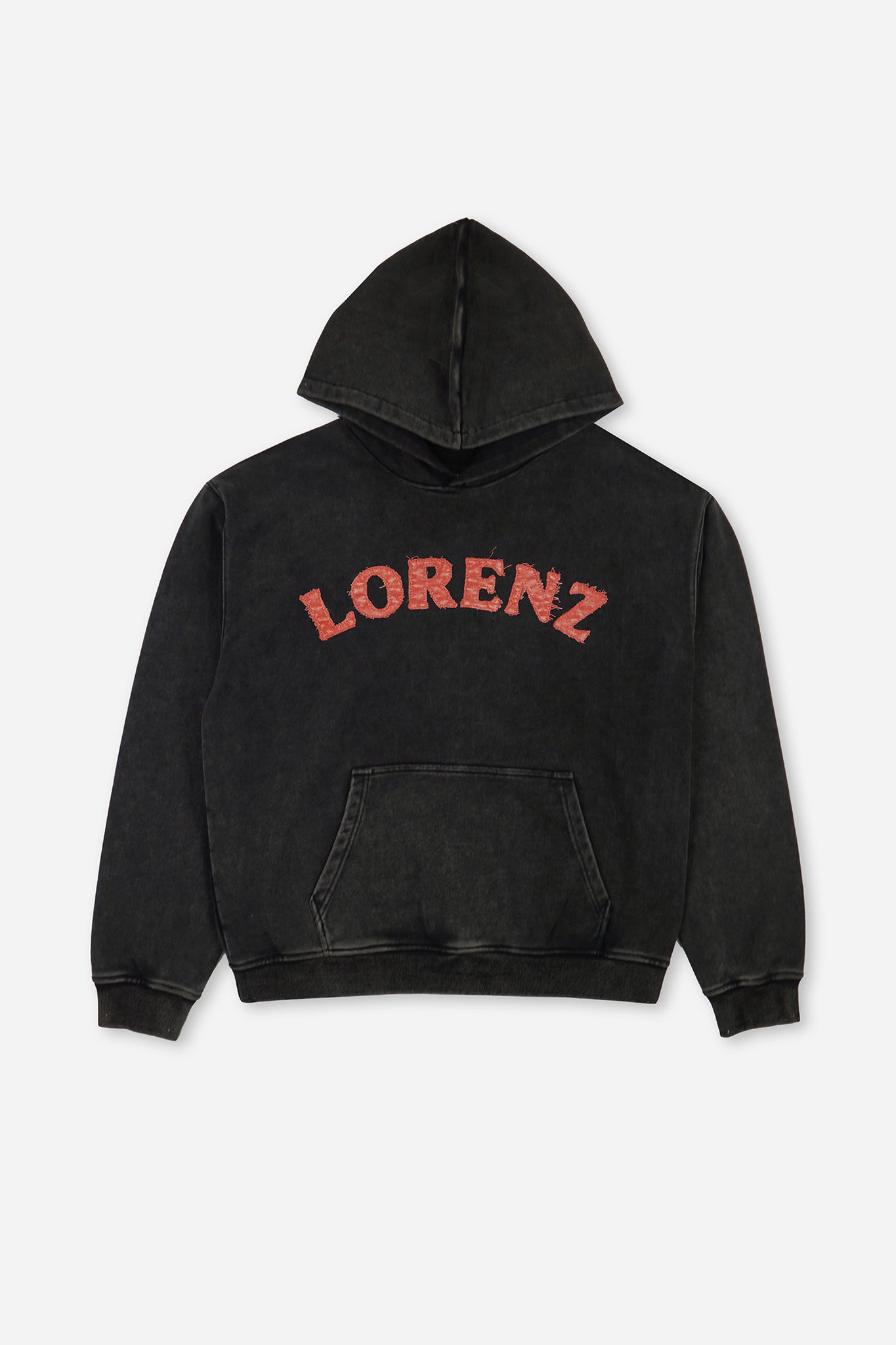 LORENZ Appliqué Hoodie in Washed Black