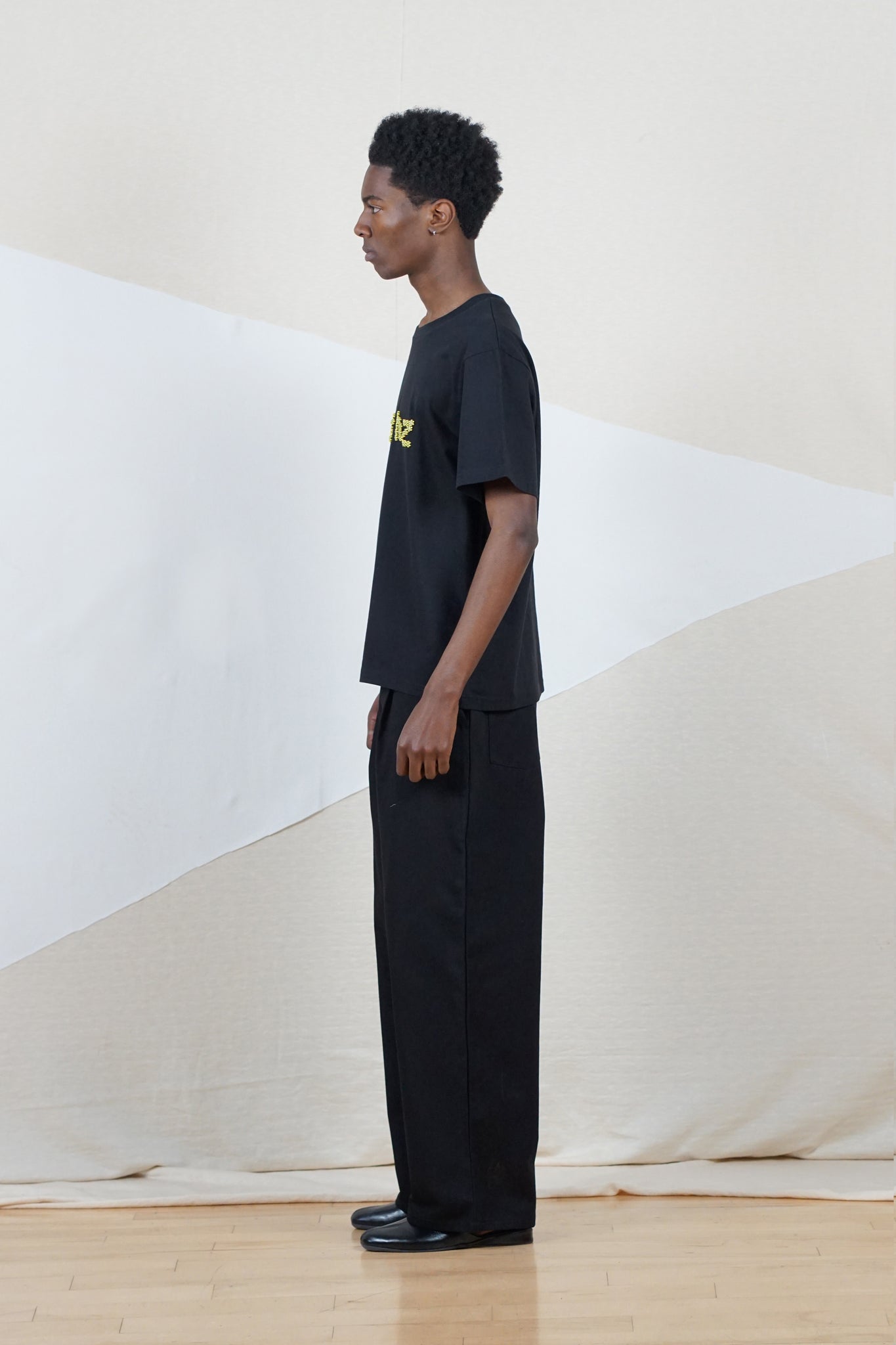Beaded Smiley Tee in Black