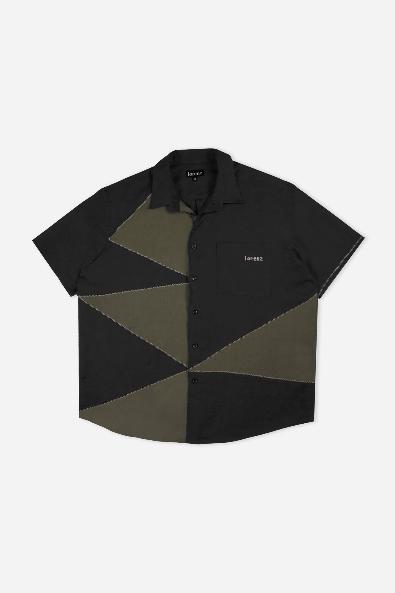 Palermo Patchwork Linen Shirt in Black