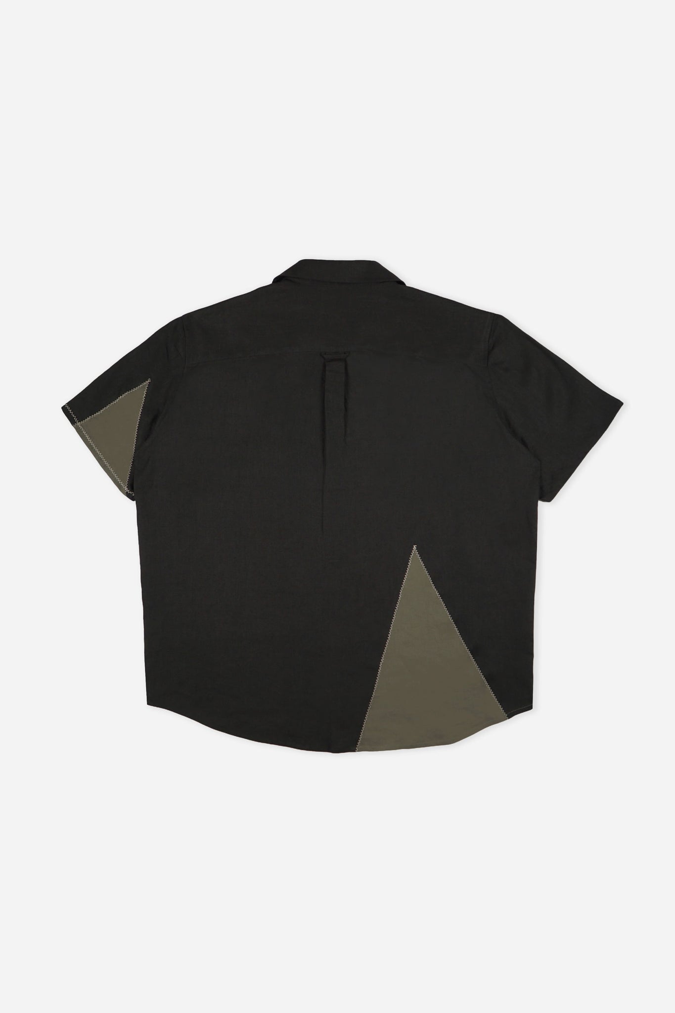 Palermo Patchwork Linen Shirt in Black