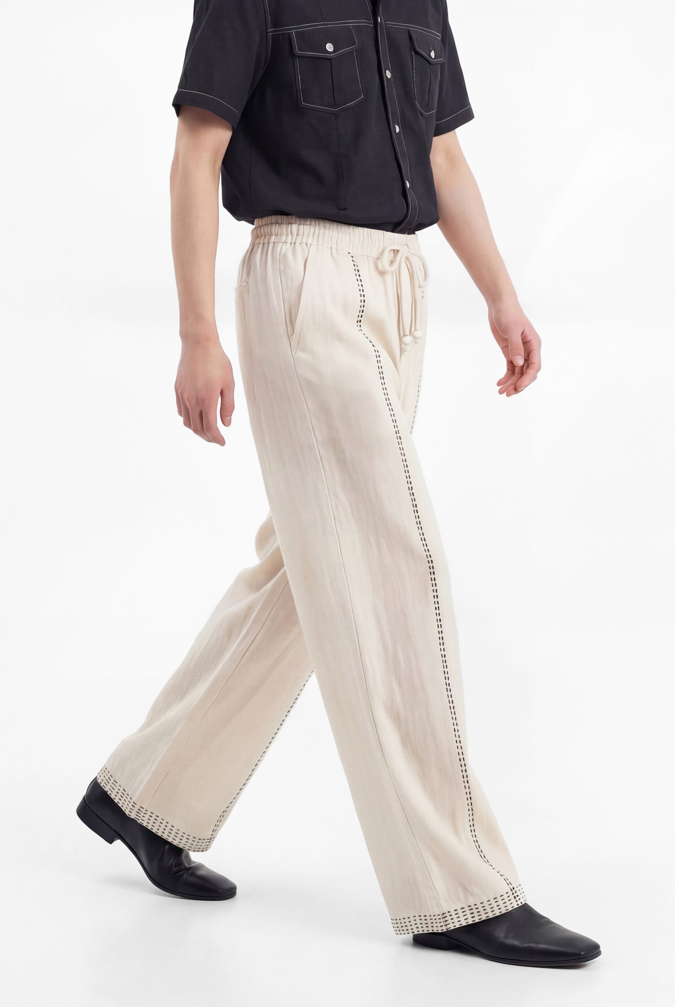 Hand Embroidered Linen Pant in Off White – lorenz Menswear